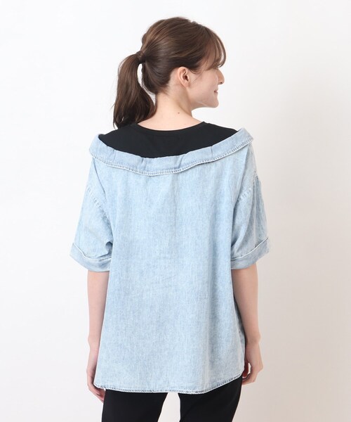 Cutie Blonde(キューティーブロンド)の「◆【S-L】フェイクレイヤードブラウス(Tシャツ/カットソー・レディース・ライトブルー/サックスブルー/ブルー・01/02/03)」の8枚目の写真