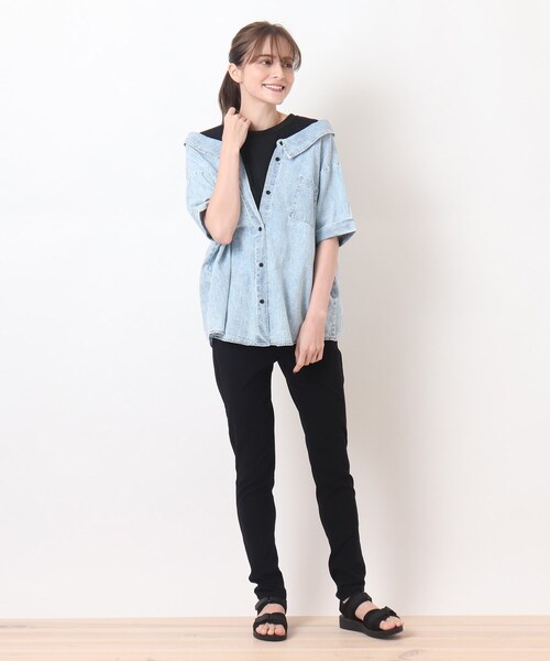 Cutie Blonde(キューティーブロンド)の「◆【S-L】フェイクレイヤードブラウス(Tシャツ/カットソー・レディース・ライトブルー/サックスブルー/ブルー・01/02/03)」の13枚目の写真