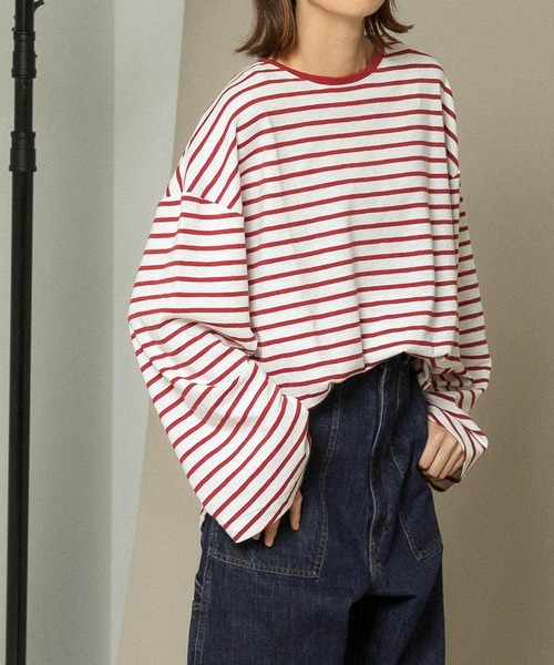 KBF（ケイビーエフ）の「ULTRA THERMOボーダーカットソー（Tシャツ/カットソー・レディース・グリーン系その他/ブルー系その他/レッド系その他・ONE）」の9枚目の写真