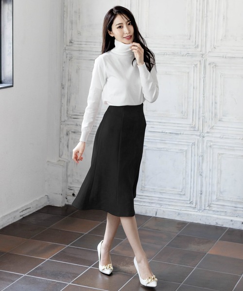 Julia Boutique（ジュリアブティック）の「ミドル丈フェイクスエードマーメイドスカート/21513（スカート・レディース・ブラック/ピンク/アイボリー/ベージュ/グリーン系/ライトブルー/ライトピンク・MEDIUM）」の17枚目の写真