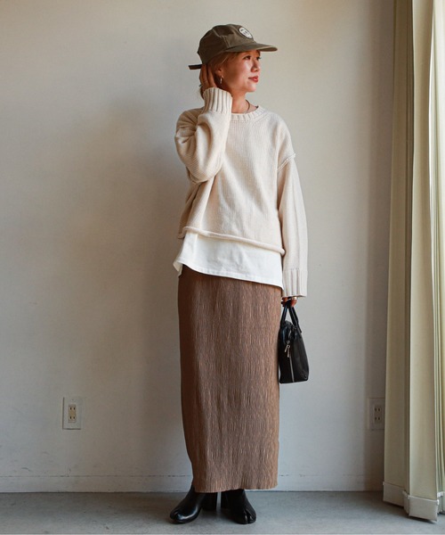 feepur（フェピュール）の「《ウォッシャブル》ボリュームクロップドニット（ニット/セーター・レディース・オフホワイト/ブラック/ベージュ/ブルー/ピンクベージュ・MEDIUM）」の9枚目の写真