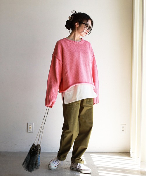 feepur（フェピュール）の「《ウォッシャブル》ボリュームクロップドニット（ニット/セーター・レディース・オフホワイト/ブラック/ベージュ/ブルー/ピンクベージュ・MEDIUM）」の12枚目の写真