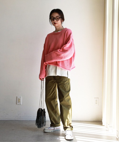 feepur（フェピュール）の「《ウォッシャブル》ボリュームクロップドニット（ニット/セーター・レディース・オフホワイト/ブラック/ベージュ/ブルー/ピンクベージュ・MEDIUM）」の6枚目の写真