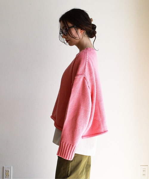 feepur（フェピュール）の「《ウォッシャブル》ボリュームクロップドニット（ニット/セーター・レディース・オフホワイト/ブラック/ベージュ/ブルー/ピンクベージュ・MEDIUM）」の20枚目の写真