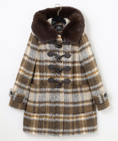 【新品】 グレースコンチネンタル シャギー チェック ダッフルコート 2WAY GRACE CONTINENTAL（グレースコンチネンタル）の「シャギーチェック