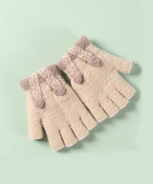 aimoha(アイモハ)の「【aimoha-KIDS-】【定番】指切りアニマル耳モチーフ手袋グローブ(手袋・キッズ・ベージュ/イエロー/ブルー/ピンク/オレンジ/グレー・ONE SIZE)」の3枚目の写真