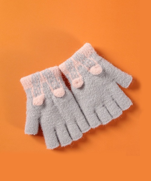 aimoha(アイモハ)の「【aimoha-KIDS-】【定番】指切りアニマル耳モチーフ手袋グローブ(手袋・キッズ・ベージュ/イエロー/ブルー/ピンク/オレンジ/グレー・ONE SIZE)」の2枚目の写真