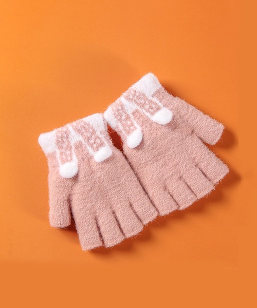 aimoha(アイモハ)の「【aimoha-KIDS-】【定番】指切りアニマル耳モチーフ手袋グローブ(手袋・キッズ・ベージュ/イエロー/ブルー/ピンク/オレンジ/グレー・ONE SIZE)」の5枚目の写真