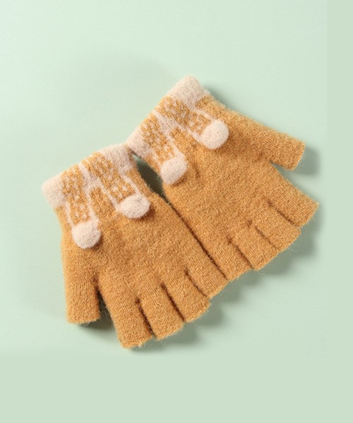 aimoha(アイモハ)の「【aimoha-KIDS-】【定番】指切りアニマル耳モチーフ手袋グローブ(手袋・キッズ・ベージュ/イエロー/ブルー/ピンク/オレンジ/グレー・ONE SIZE)」の1枚目の写真