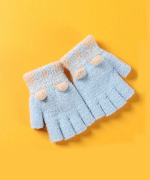 aimoha(アイモハ)の「【aimoha-KIDS-】【定番】指切りアニマル耳モチーフ手袋グローブ(手袋・キッズ・ベージュ/イエロー/ブルー/ピンク/オレンジ/グレー・ONE SIZE)」の4枚目の写真