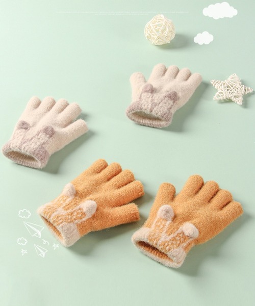 aimoha(アイモハ)の「【aimoha-KIDS-】【定番】指切りアニマル耳モチーフ手袋グローブ(手袋・キッズ・ベージュ/イエロー/ブルー/ピンク/オレンジ/グレー・ONE SIZE)」の9枚目の写真
