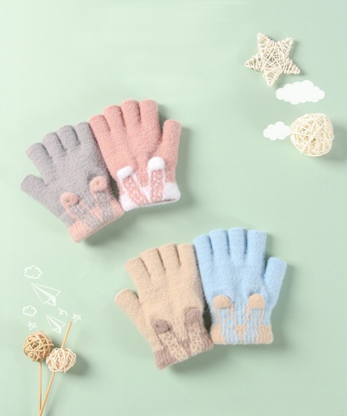 aimoha(アイモハ)の「【aimoha-KIDS-】【定番】指切りアニマル耳モチーフ手袋グローブ(手袋・キッズ・ベージュ/イエロー/ブルー/ピンク/オレンジ/グレー・ONE SIZE)」の10枚目の写真