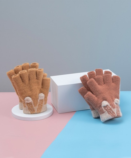 aimoha(アイモハ)の「【aimoha-KIDS-】【定番】指切りアニマル耳モチーフ手袋グローブ(手袋・キッズ・ベージュ/イエロー/ブルー/ピンク/オレンジ/グレー・ONE SIZE)」の14枚目の写真