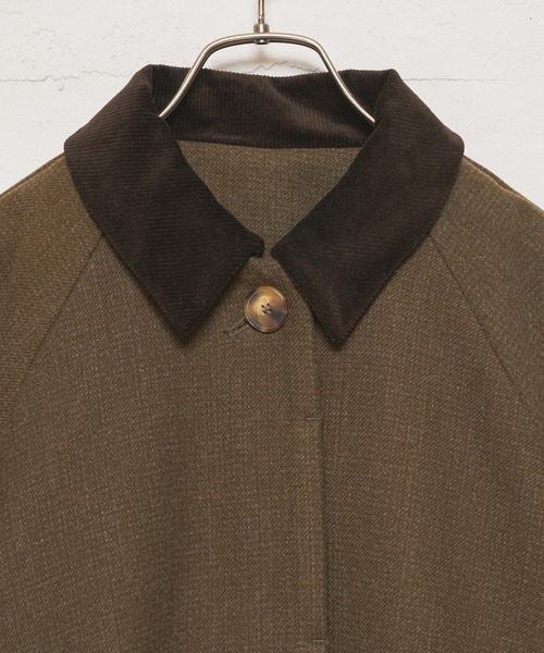 CIAOPANIC（チャオパニック）の「コーデュロイカラーAラインコート（ステンカラーコート・レディース・ダークブラウン/オリーブ・FREE）」の6枚目の写真