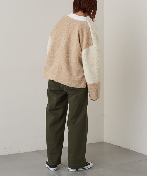 CIAOPANIC TYPY（チャオパニックティピー）の「ノーカラー切替ボアジャケット（ノーカラージャケット・レディース・ブラック/ブラウン/アイボリー・ONE SIZE）」の16枚目の写真