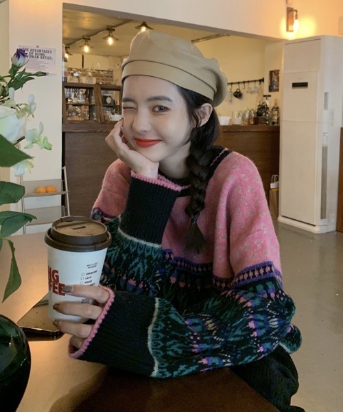 MANGROVE（マングローブ）の「ノルディック柄ジャガードニット（ニット/セーター・レディース・ブラック/オートミール・FREE）」の13枚目の写真