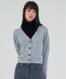 A'GEM/9 × .kom『ACOVER/オコボ』CROPFIT V-NECK WOOL KNIT CARDIGAN/クロップド丈 Ｖネックボタンウールニットカーディガン