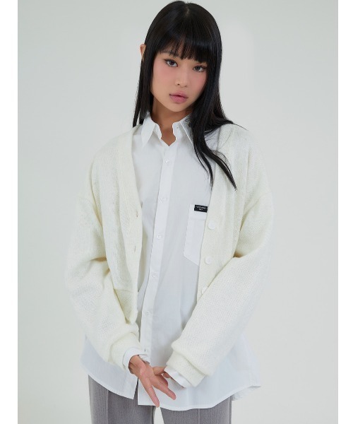 ACOVER(オコボ)の「A'GEM/9 × .kom『ACOVER/オコボ』CROPFIT V-NECK WOOL KNIT CARDIGAN/クロップド丈 Vネックボタンウールニットカーディガン(カーディガン/ボレロ・レディース・ベージュ/グレー/ブルー/アイボリー/ブラック・FREE)」の1枚目の写真