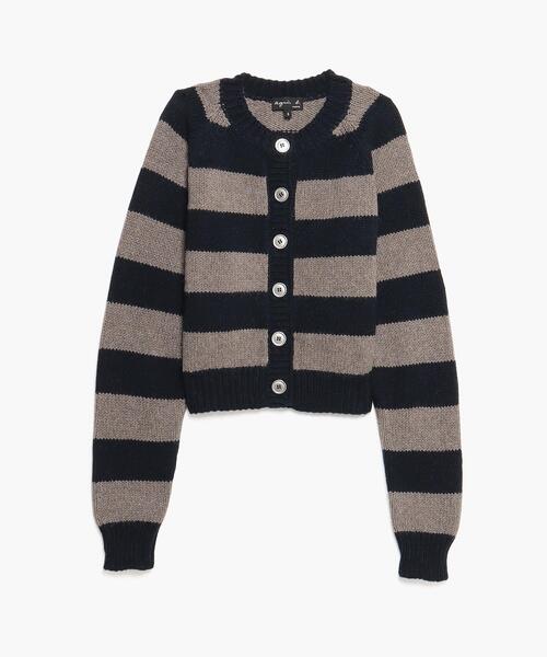 agnes b.（アニエスベー）の「LM12 CARDIGAN アルパカヤク混紡ボーダー 
