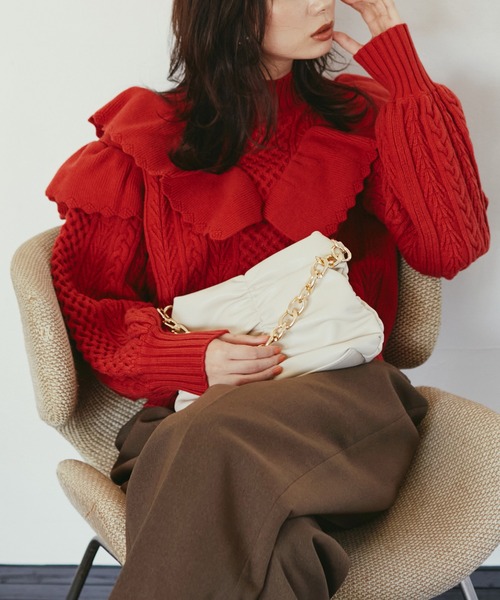 N.（N. Natural Beauty Basic）（エヌエヌナチュラルビューティーベーシック）の「チェーン付ミニショルダーバッグ（トートバッグ・レディース・ホワイト/イエロー・ﾌﾘ-）」の2枚目の写真