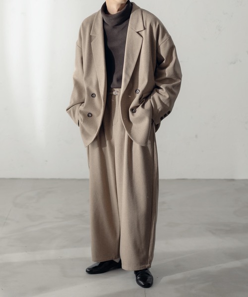 epnok（エプノック）の「ハイウエストタックワイドパンツ【SET-UP】（スラックス・メンズ・ブラック/ベージュ/ダークブラウン・SMALL/MEDIUM/LARGE）」の22枚目の写真