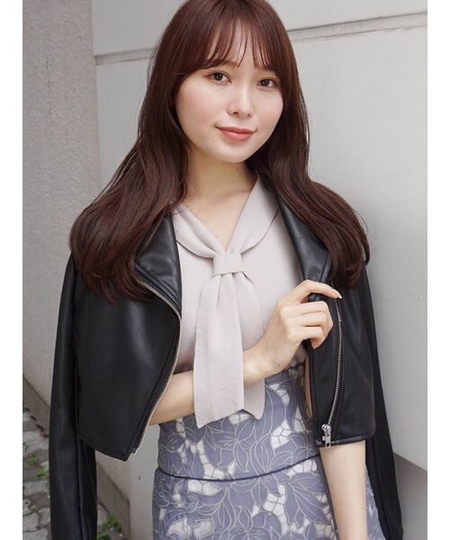 MERCURYDUO(マーキュリーデュオ)の「コンパクトフェイクレザーライダースジャケット(ライダースジャケット・レディース・ブラック・FREE)」の3枚目の写真