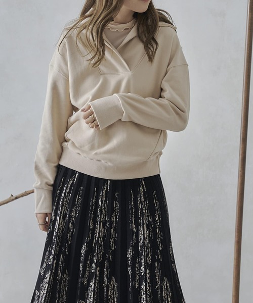 mona Belinda（モナベリンダ）の「襟付きブザムスエット（Tシャツ/カットソー・レディース・チャコールグレー/ブラウン/アイボリー・FREE）」の4枚目の写真