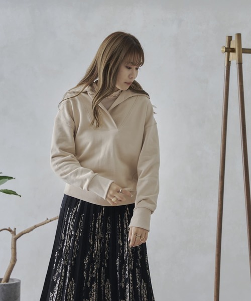 mona Belinda（モナベリンダ）の「襟付きブザムスエット（Tシャツ/カットソー・レディース・チャコールグレー/ブラウン/アイボリー・FREE）」の7枚目の写真