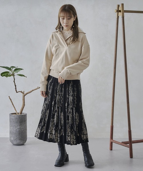 mona Belinda（モナベリンダ）の「襟付きブザムスエット（Tシャツ/カットソー・レディース・チャコールグレー/ブラウン/アイボリー・FREE）」の8枚目の写真