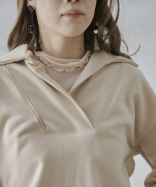 mona Belinda（モナベリンダ）の「襟付きブザムスエット（Tシャツ/カットソー・レディース・チャコールグレー/ブラウン/アイボリー・FREE）」の11枚目の写真