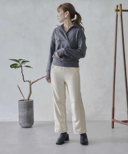 mona Belinda（モナベリンダ）の「襟付きブザムスエット（Tシャツ/カットソー・レディース・チャコールグレー/ブラウン/アイボリー・FREE）」の20枚目の写真