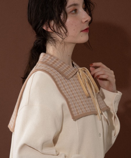 idem knit double collar/チェック柄ニット付け襟（付け襟