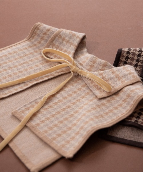 idem knit double collar/チェック柄ニット付け襟（付け襟