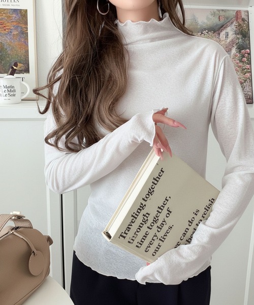 セール】ちょこっと甘魅せ。2wayメロウシアー素材トップス（Tシャツ