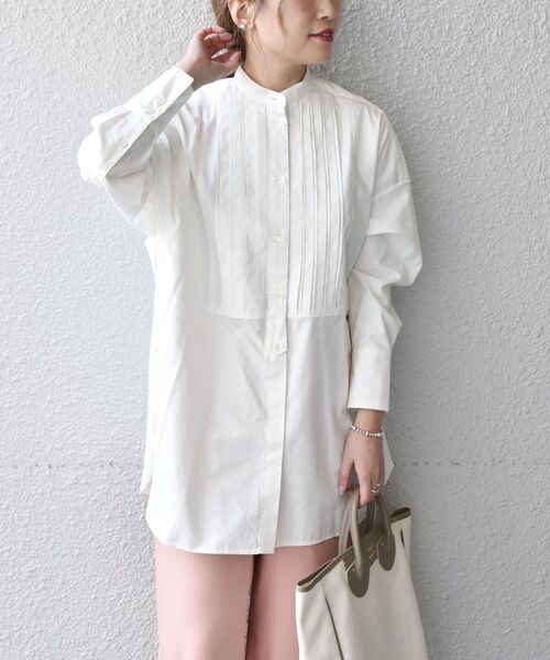 SHIPS any(シップス エニィ)の「SHIPS any:〈ウォッシャブル〉ピンタック スタンドカラー ワイド シャツ(シャツ/ブラウス・レディース・ホワイト/ネイビー/ピンク・ONE SIZE)」の17枚目の写真