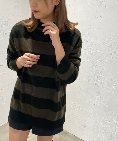 apres jour mignon(アプレジュールミニョン)の「太ボーダーニット【ZOZOTOWN限定アイテム】(ニット/セーター・レディース・ネイビー/ブラック系その他/パープル系その他・X-LARGE/フリー)」の7枚目の写真
