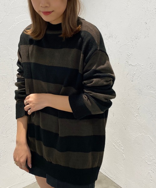 apres jour mignon(アプレジュールミニョン)の「太ボーダーニット【ZOZOTOWN限定アイテム】(ニット/セーター・レディース・ネイビー/ブラック系その他/パープル系その他・X-LARGE/フリー)」の8枚目の写真
