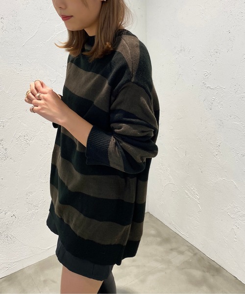 apres jour mignon(アプレジュールミニョン)の「太ボーダーニット【ZOZOTOWN限定アイテム】(ニット/セーター・レディース・ネイビー/ブラック系その他/パープル系その他・X-LARGE/フリー)」の9枚目の写真