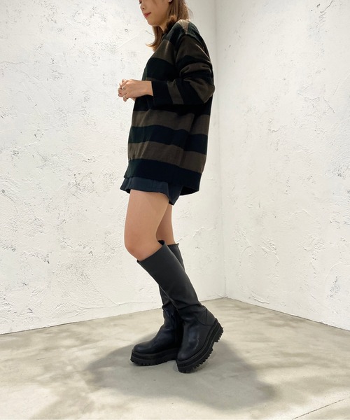 apres jour mignon(アプレジュールミニョン)の「太ボーダーニット【ZOZOTOWN限定アイテム】(ニット/セーター・レディース・ネイビー/ブラック系その他/パープル系その他・X-LARGE/フリー)」の12枚目の写真