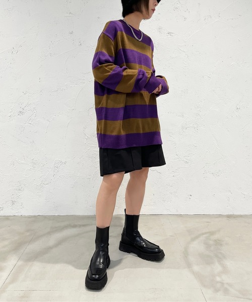 apres jour mignon(アプレジュールミニョン)の「太ボーダーニット【ZOZOTOWN限定アイテム】(ニット/セーター・レディース・ネイビー/ブラック系その他/パープル系その他・X-LARGE/フリー)」の18枚目の写真