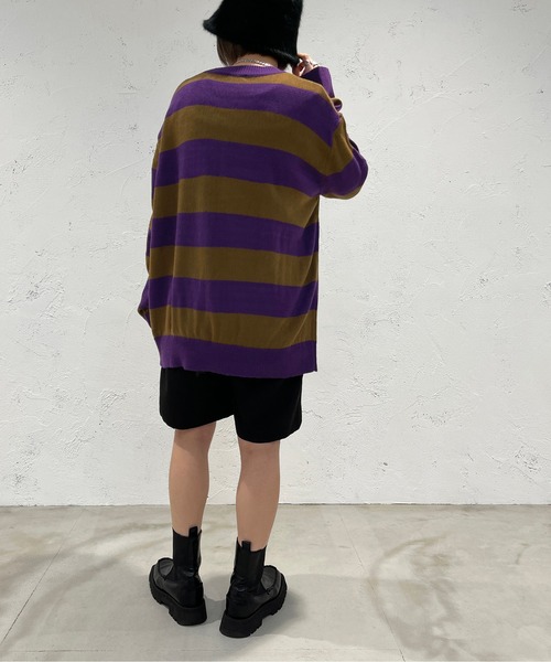 apres jour mignon(アプレジュールミニョン)の「太ボーダーニット【ZOZOTOWN限定アイテム】(ニット/セーター・レディース・ネイビー/ブラック系その他/パープル系その他・X-LARGE/フリー)」の19枚目の写真