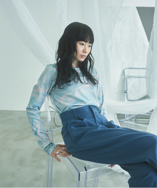 VACANCY（ヴァカンシー）の「マーブル柄リブカットソー（Tシャツ/カットソー・レディース・ブルー/グリーン・FREE）」の11枚目の写真
