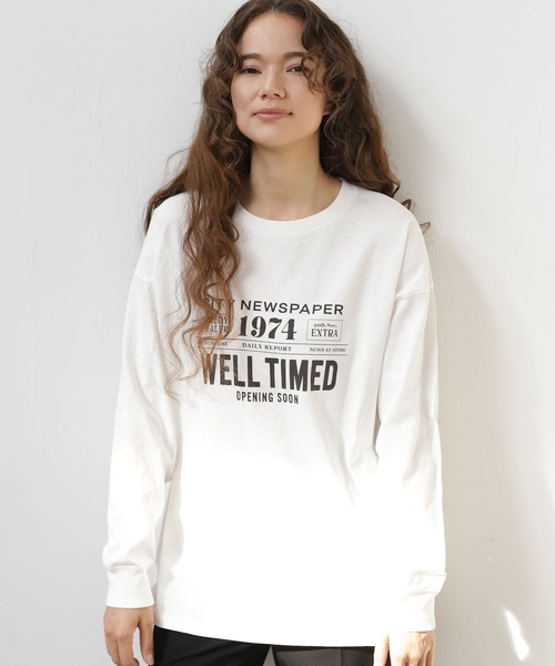 niko and...（ニコアンド）の「GOOD MORNINGロゴロンT（Tシャツ/カットソー・レディース・チャコール/ブルー/ホワイト/クリーム・LARGE/MEDIUM）」の2枚目の写真