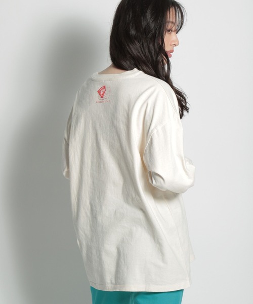 niko and...（ニコアンド）の「GOOD MORNINGロゴロンT（Tシャツ/カットソー・レディース・チャコール/ブルー/ホワイト/クリーム・LARGE/MEDIUM）」の5枚目の写真