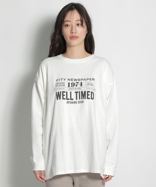 niko and...（ニコアンド）の「GOOD MORNINGロゴロンT（Tシャツ/カットソー・レディース・チャコール/ブルー/ホワイト/クリーム・LARGE/MEDIUM）」の8枚目の写真