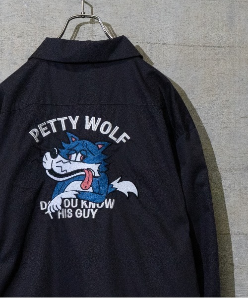 Limited Line Naive Magic(リミテッドラインナイーブマジック)の「【a】TCツイルバック刺繍 "PETTY WOLF"USED LIKE SWINGTOP(ブルゾン・メンズ・グリーン/チャコールグレー/アイボリー/ブルー/オレンジ・LARGE/MEDIUM)」の3枚目の写真