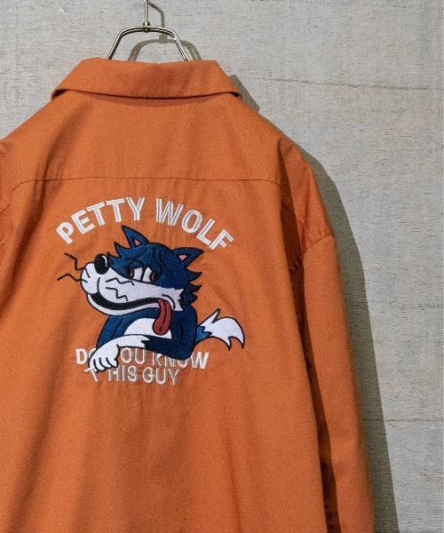 Limited Line Naive Magic(リミテッドラインナイーブマジック)の「【a】TCツイルバック刺繍 "PETTY WOLF"USED LIKE SWINGTOP(ブルゾン・メンズ・グリーン/チャコールグレー/アイボリー/ブルー/オレンジ・LARGE/MEDIUM)」の5枚目の写真