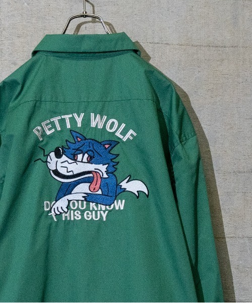 Limited Line Naive Magic(リミテッドラインナイーブマジック)の「【a】TCツイルバック刺繍 "PETTY WOLF"USED LIKE SWINGTOP(ブルゾン・メンズ・グリーン/チャコールグレー/アイボリー/ブルー/オレンジ・LARGE/MEDIUM)」の4枚目の写真