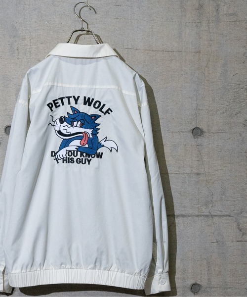 Limited Line Naive Magic(リミテッドラインナイーブマジック)の「【a】TCツイルバック刺繍 "PETTY WOLF"USED LIKE SWINGTOP(ブルゾン・メンズ・グリーン/チャコールグレー/アイボリー/ブルー/オレンジ・LARGE/MEDIUM)」の15枚目の写真