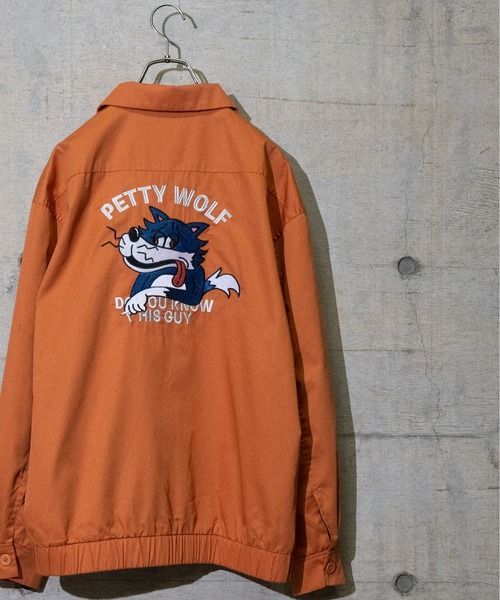 Limited Line Naive Magic(リミテッドラインナイーブマジック)の「【a】TCツイルバック刺繍 "PETTY WOLF"USED LIKE SWINGTOP(ブルゾン・メンズ・グリーン/チャコールグレー/アイボリー/ブルー/オレンジ・LARGE/MEDIUM)」の19枚目の写真